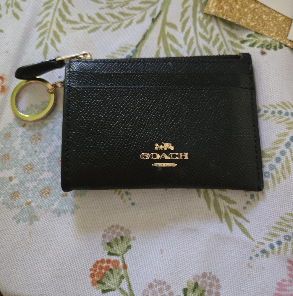 Coach Black Leather Key and Card Holder